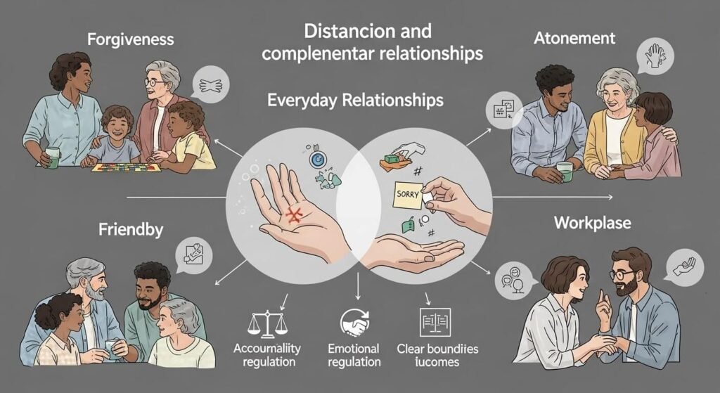 Healthy relationships showing forgiveness, atonement, and emotional boundaries.