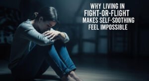 Illustration showing fight or flight response and difficulty with self soothing due to nervous system stress