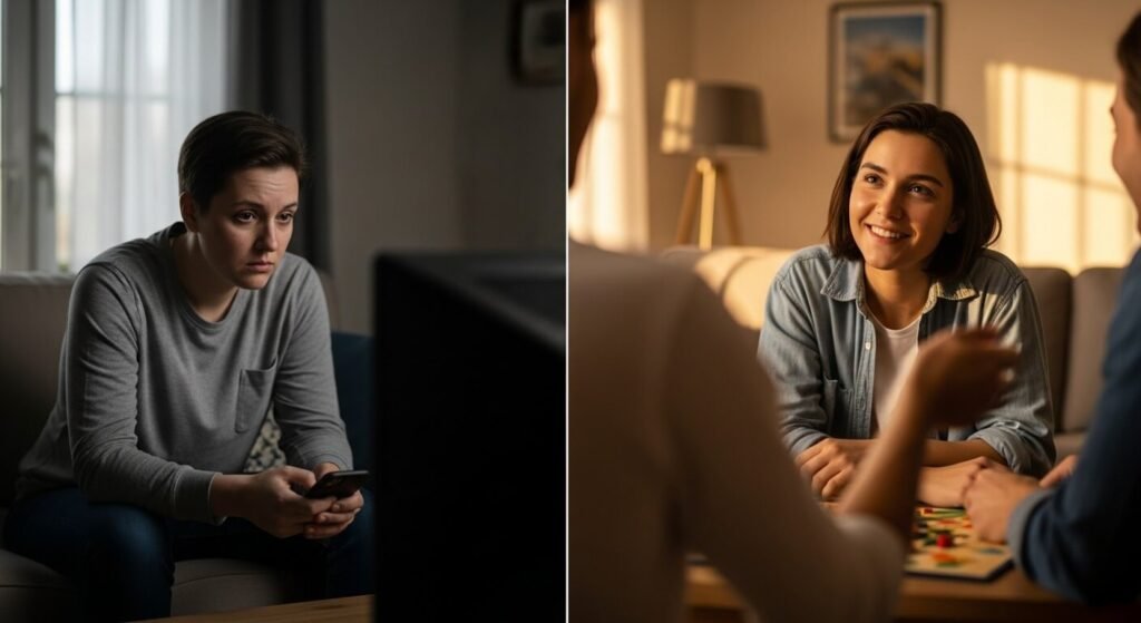 Organized home environment improving mental clarity at work