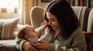 Siblings with a large age gap spending calm, meaningful time together