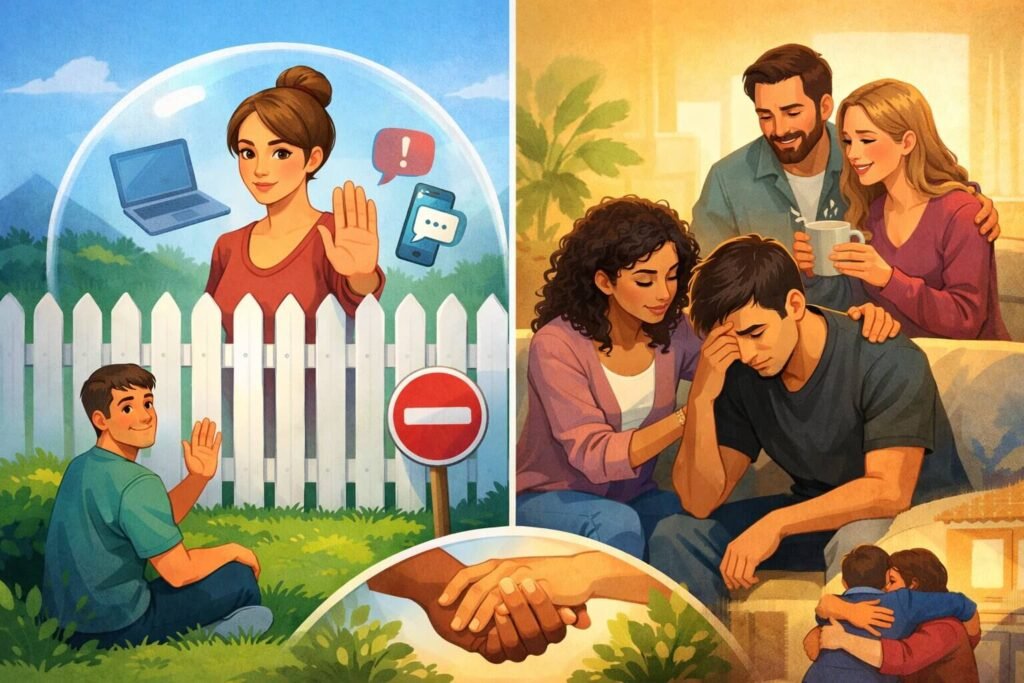 Couple showing emotional support in a healthy relationship